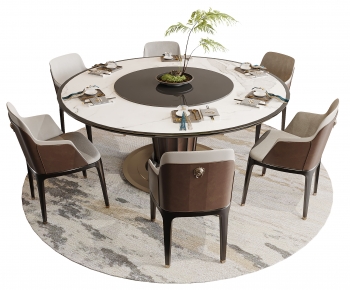 新中式圆形餐桌椅-ID:319368884
