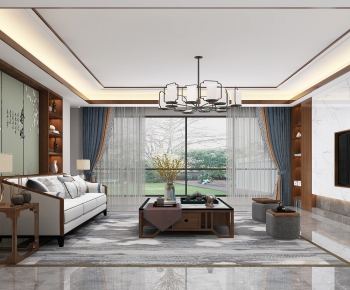 New Chinese Style A Living Room-ID:477559093