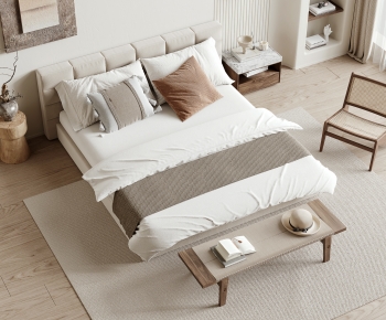 Wabi-sabi Style Double Bed-ID:521040928
