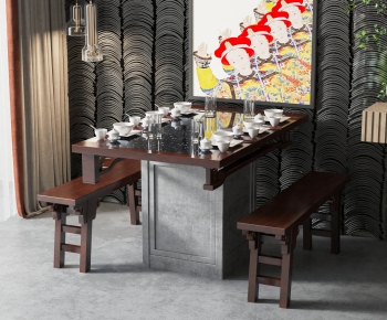 新中式火锅店餐桌椅组合-ID:868074893