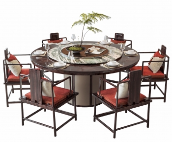 新中式圆形餐桌椅-ID:493256091