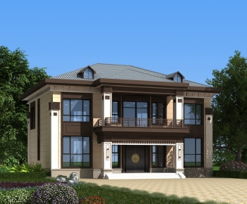 New Chinese Style Villa Appearance-ID:358423959