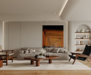 Modern Wabi-sabi Style A Living Room-ID:606656075