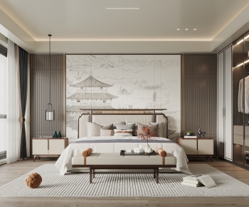New Chinese Style Bedroom-ID:365190987