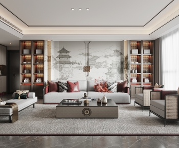 New Chinese Style A Living Room-ID:947827105