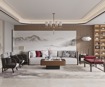 New Chinese Style A Living Room-ID:828780895