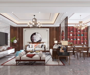 New Chinese Style A Living Room-ID:266460903