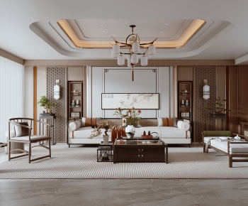New Chinese Style A Living Room-ID:346524951