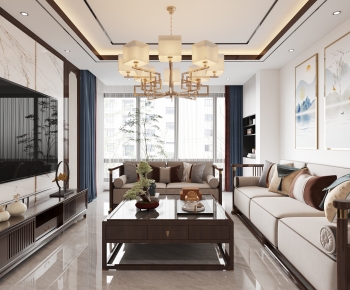 New Chinese Style A Living Room-ID:606398116