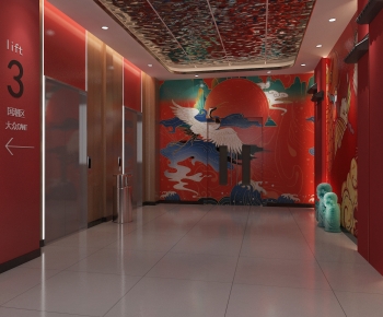 New Chinese Style Office Elevator Hall-ID:829473977