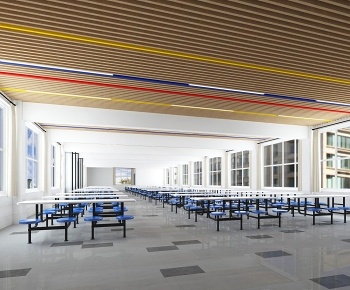 现代办公食堂3D模型