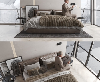 Modern Double Bed-ID:537259107
