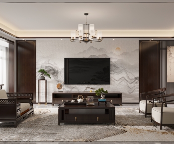 New Chinese Style A Living Room-ID:148464923