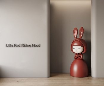现代兔子小红帽雕塑摆件-ID:577209058