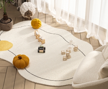 奶油风地毯沙发摆件组合-ID:953210127