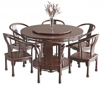 新中式圆形餐桌椅-ID:575237998