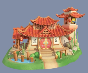 New Chinese Style Building Appearance-ID:661964899