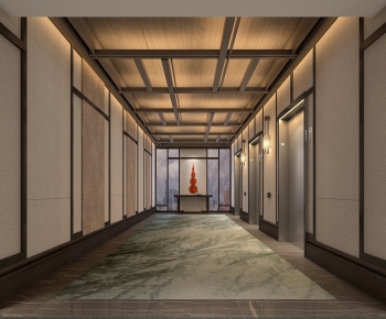 新中式走廊电梯厅-ID:572525982