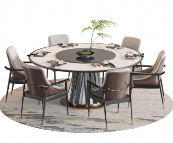 新中式圆形餐桌椅-ID:992309099