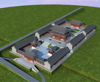 New Chinese Style Architectural Bird's-eye View Planning-ID:595098974