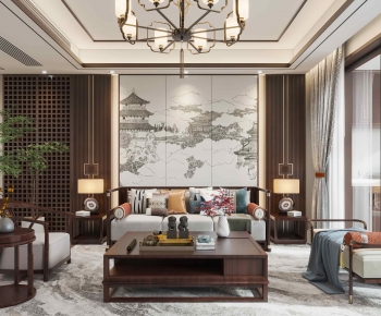 New Chinese Style A Living Room-ID:789597034