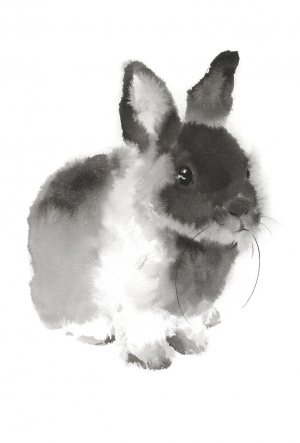 水墨兔子装饰画-ID:5579152