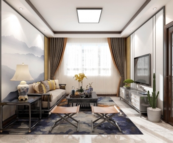New Chinese Style A Living Room-ID:980010032