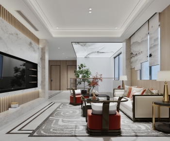 New Chinese Style A Living Room-ID:707607035