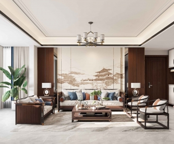 New Chinese Style A Living Room-ID:368079901