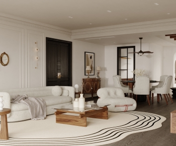 Simple European Style Wabi-sabi Style A Living Room-ID:194214117
