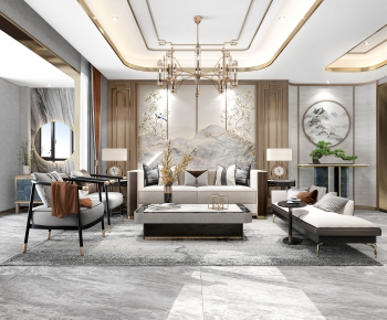 New Chinese Style A Living Room-ID:647499681