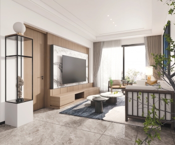 New Chinese Style A Living Room-ID:725710413