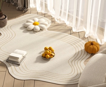现代奶油风地毯3D模型