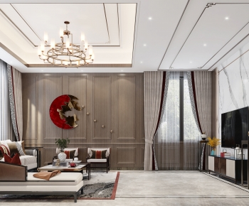New Chinese Style A Living Room-ID:261446958