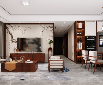New Chinese Style A Living Room-ID:918093926