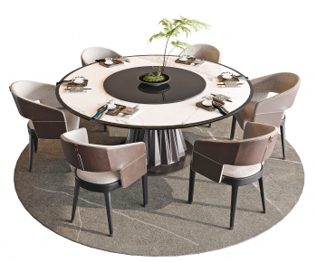 新中式圆形餐桌椅-ID:808529928
