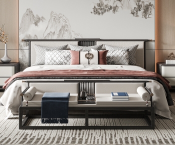 New Chinese Style Double Bed-ID:865201952