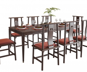 新中式长方形餐桌椅组合-ID:121808057