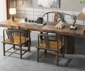 新中式实木茶桌椅组合-ID:425529002