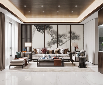 New Chinese Style A Living Room-ID:303359093