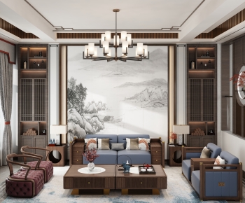New Chinese Style A Living Room-ID:244420059