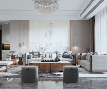 New Chinese Style A Living Room-ID:667066109
