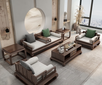 New Chinese Style A Living Room-ID:128379113