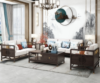 New Chinese Style A Living Room-ID:217947014