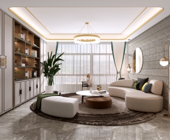 New Chinese Style A Living Room-ID:340956932