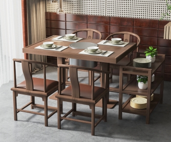 新中式火锅餐桌椅组合-ID:261429071