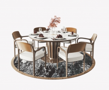 新中式圆形餐桌椅组合-ID:498675114