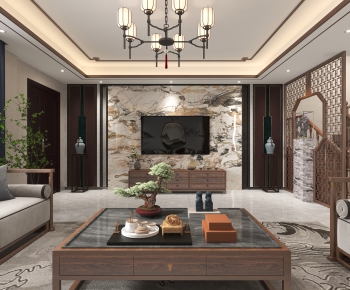 New Chinese Style A Living Room-ID:553476109