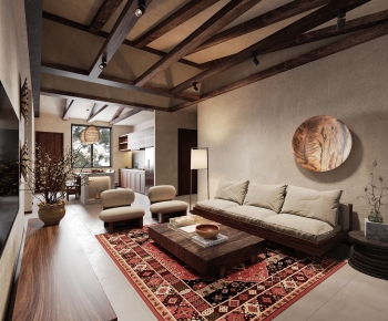 Wabi-sabi Style A Living Room-ID:596529012