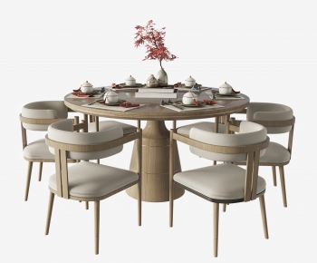 新中式圆形餐桌椅组合-ID:310573106